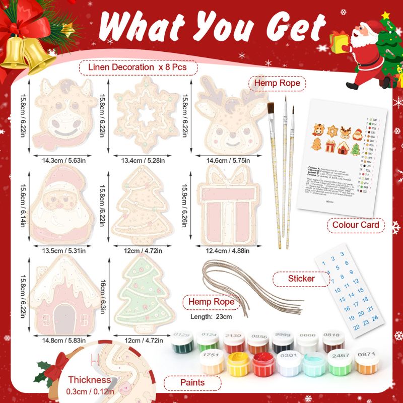 Cozy Farmhouse Christmas Ornaments Paint by Numbers