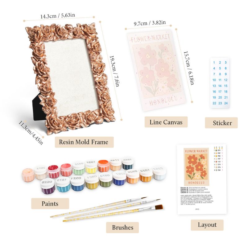 Coral Blooms Mini Framed Paint by Numbers