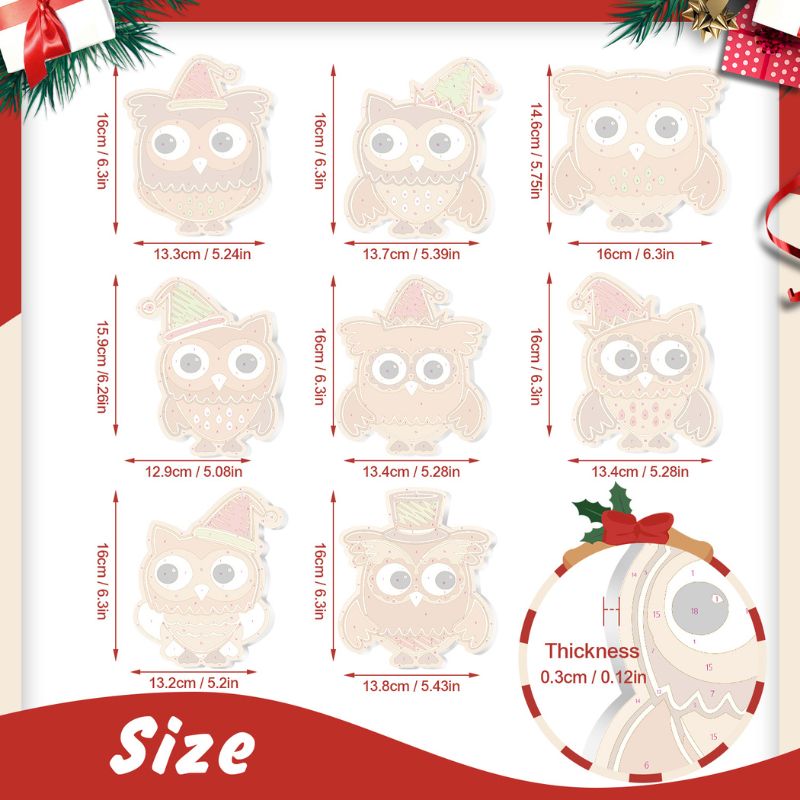 Christmas Owl Friends Ornaments Paint by Numbers