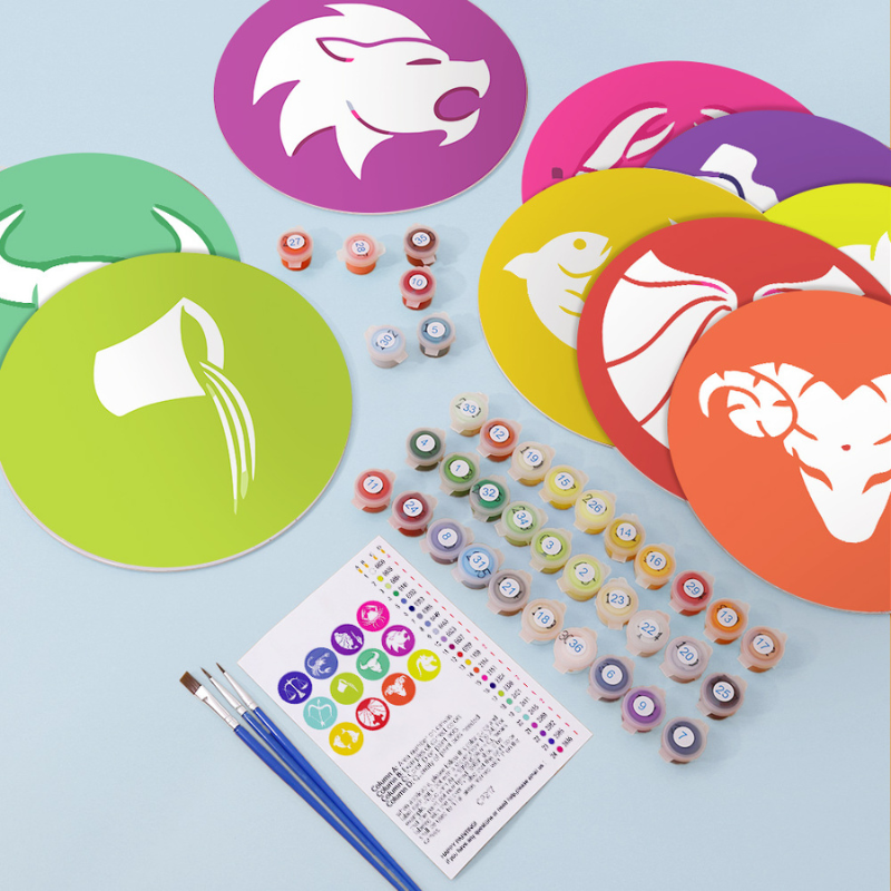 Astrology Symbols 12-Pieces Paint by Numbers Placemat