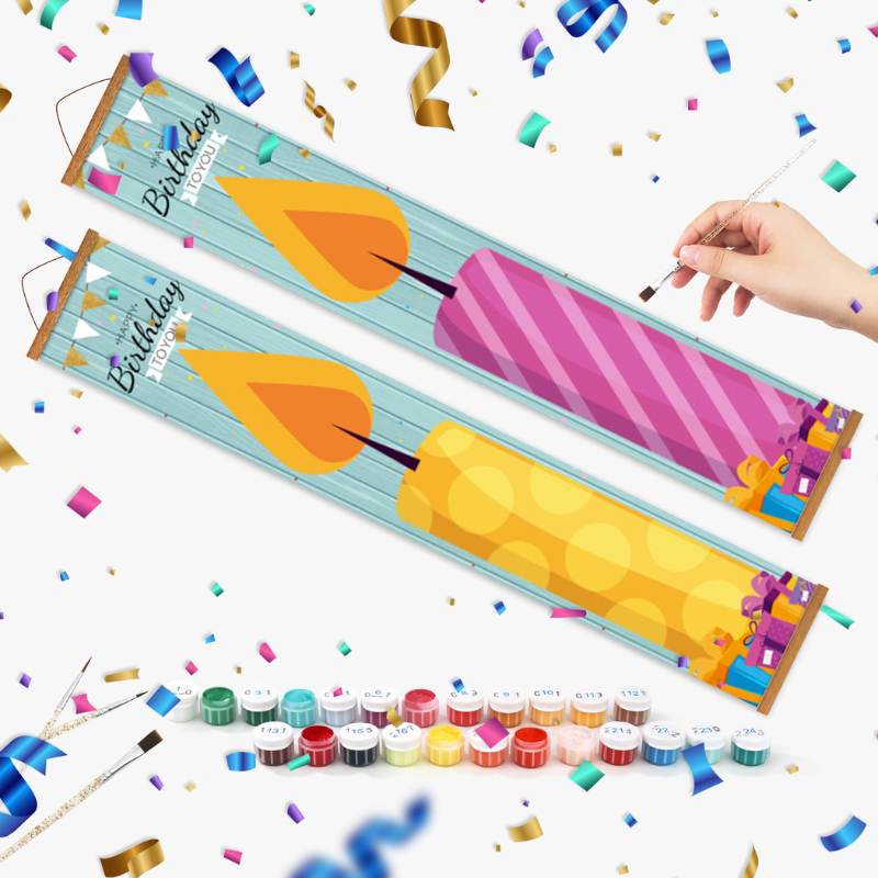 Birthday Candles Hanging Scroll Paint by Numbers Kit