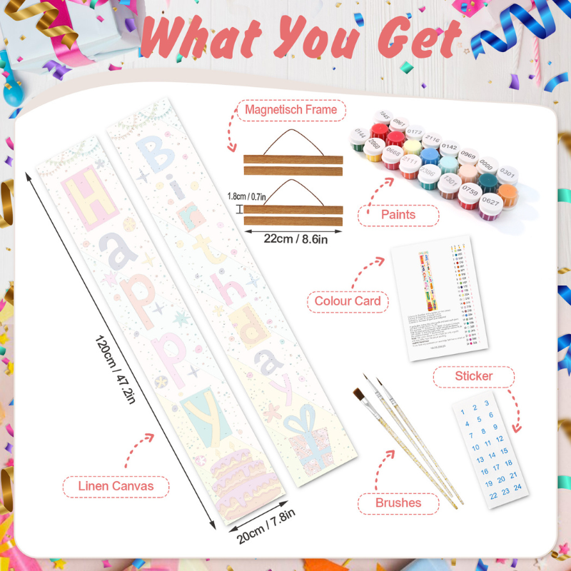 Birthday Wishes Hanging Scroll Paint by Numbers Kit