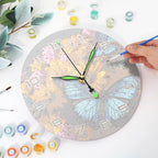 Blue Butterfly Floral Paint by Numbers Clock Kit