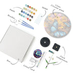 Blue Butterfly Floral Paint by Numbers Clock Kit