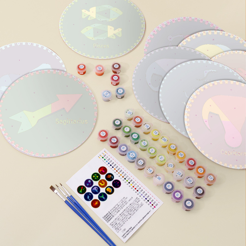 Bold Zodiac Designs 12-Pieces Paint by Numbers Placemat