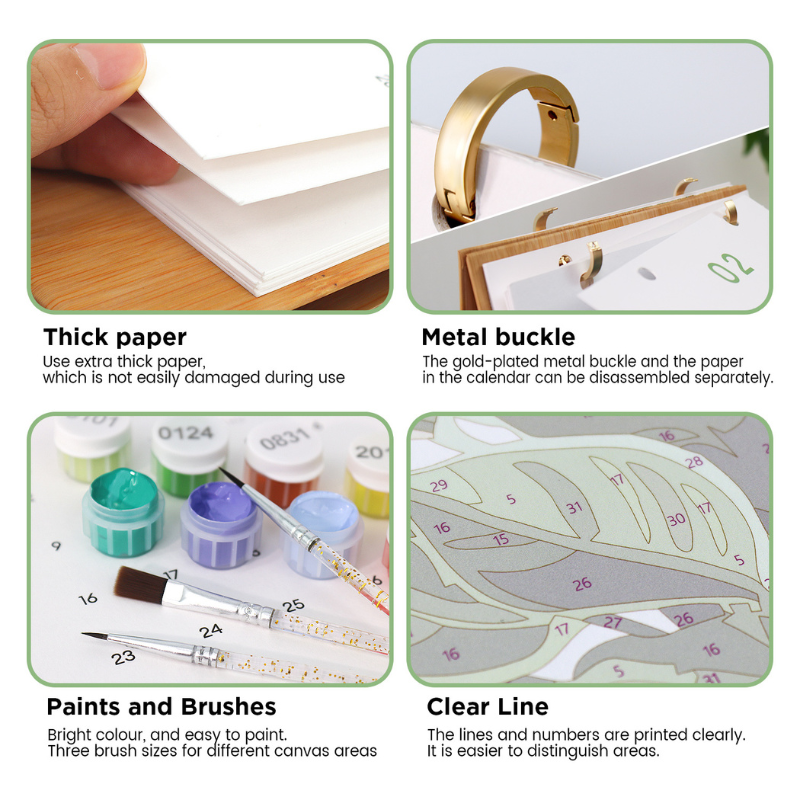 Botanical Leaves Paint by Numbers Desk Calendar