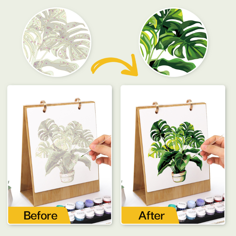 Botanical Leaves Paint by Numbers Desk Calendar