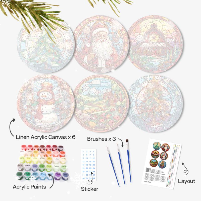 Christmas Cheer 6-Piece Paint by Numbers Placemat
