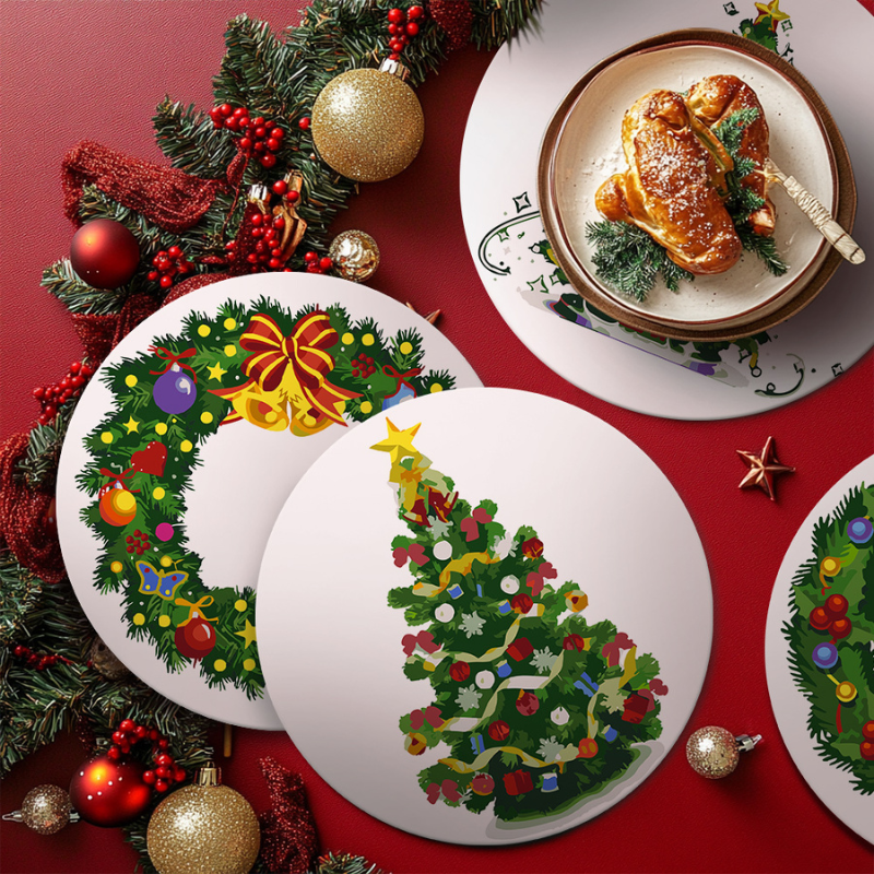 Christmas Greenery 4-Pieces Paint by Numbers Placemat