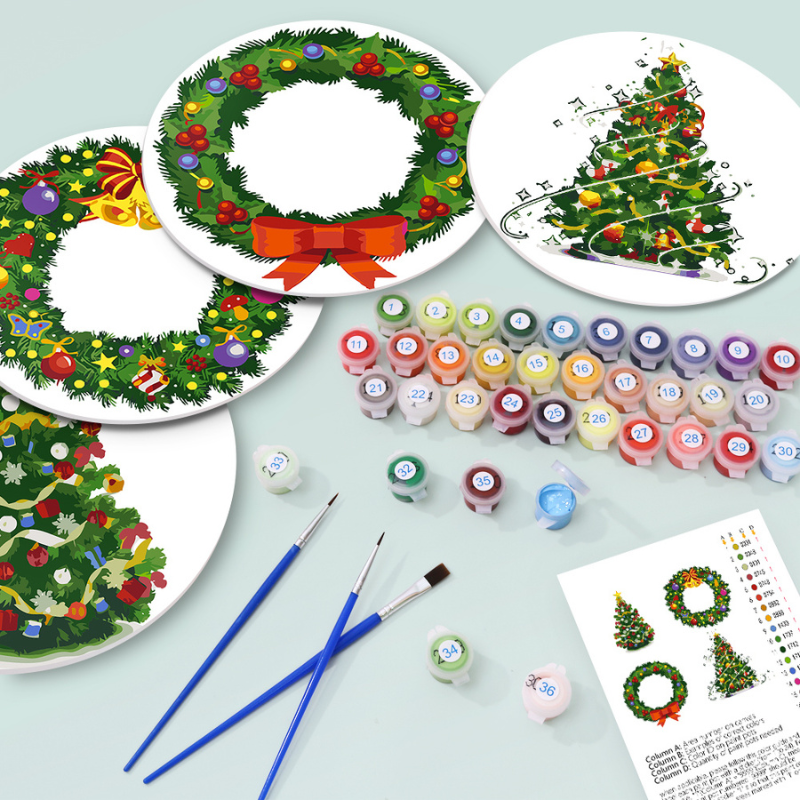 Christmas Greenery 4-Pieces Paint by Numbers Placemat