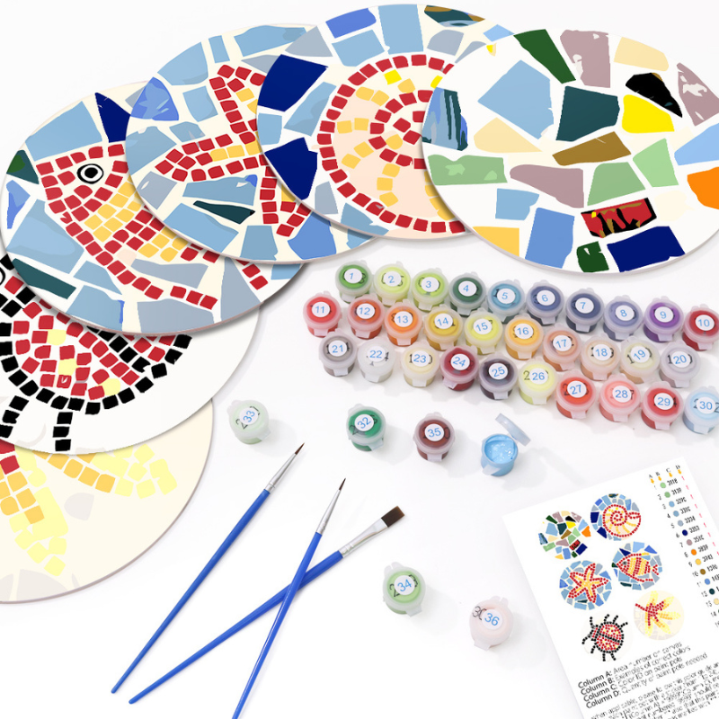Coastal Mosaic 6-Piece Paint by Numbers Placemat