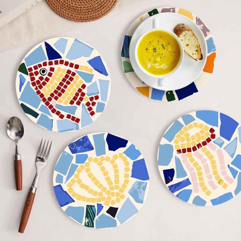 Coastal Sea Life Mosaic 6-Piece Paint by Numbers Placemat