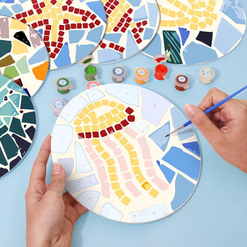Coastal Sea Life Mosaic 6-Piece Paint by Numbers Placemat