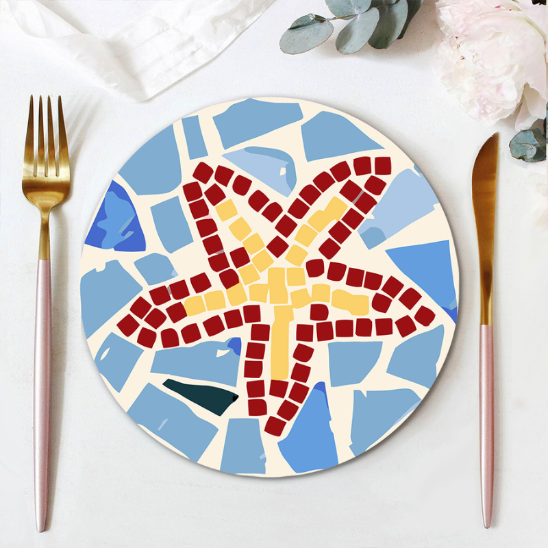 Coastal Sea Life Mosaic 6-Piece Paint by Numbers Placemat