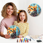 Colorful Cat Portrait Paint by Numbers Clock Kit