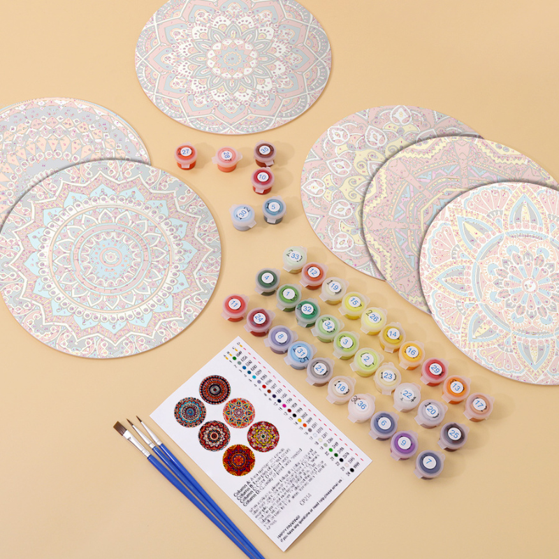 Colorful Mandala Art 6-Pieces Paint by Numbers Placemat