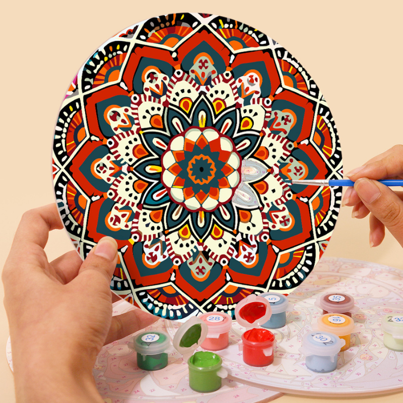 Colorful Mandala Art 6-Pieces Paint by Numbers Placemat