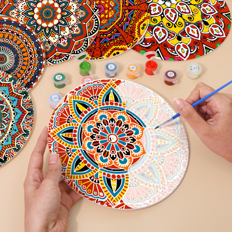 Colorful Mandala Art 6-Pieces Paint by Numbers Placemat
