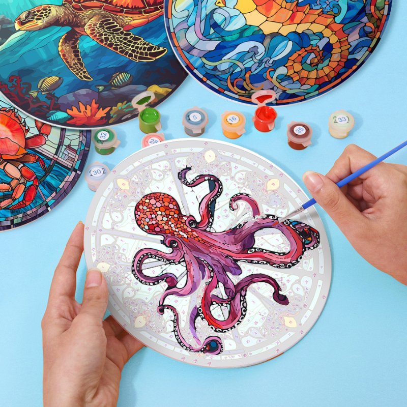 Colorful Marine Life 4-Piece Paint by Numbers Placemat