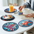 Colorful Marine Life 4-Piece Paint by Numbers Placemat