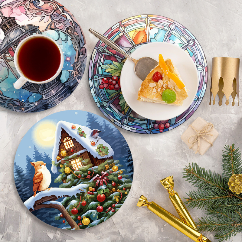 Colorful Winter Moments 4-Piece Paint by Numbers Placemat