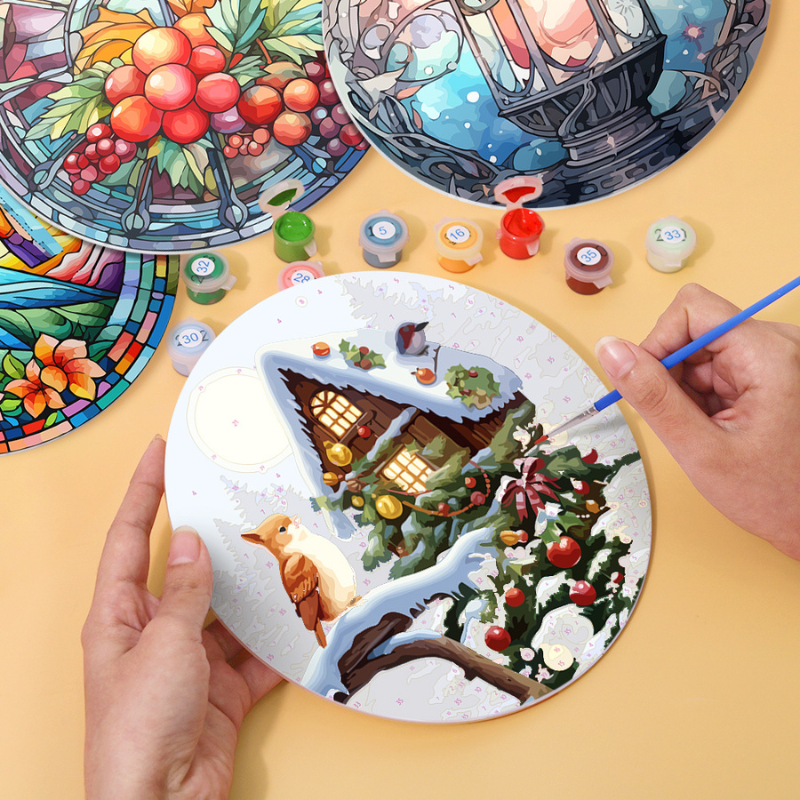 Colorful Winter Moments 4-Piece Paint by Numbers Placemat