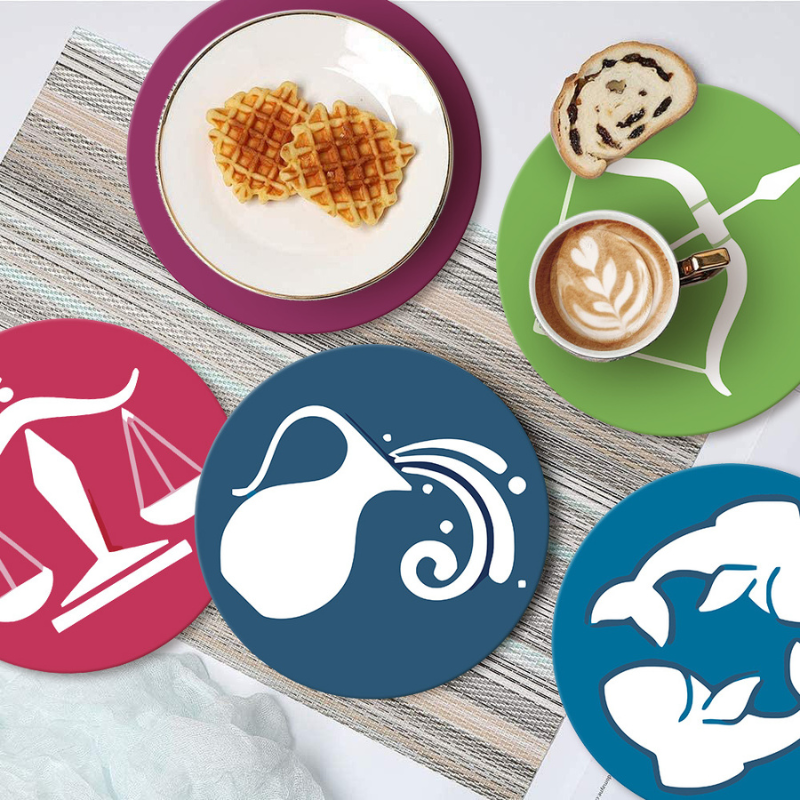 Colorful Zodiac Symbols 12-Pieces Paint by Numbers Placemat