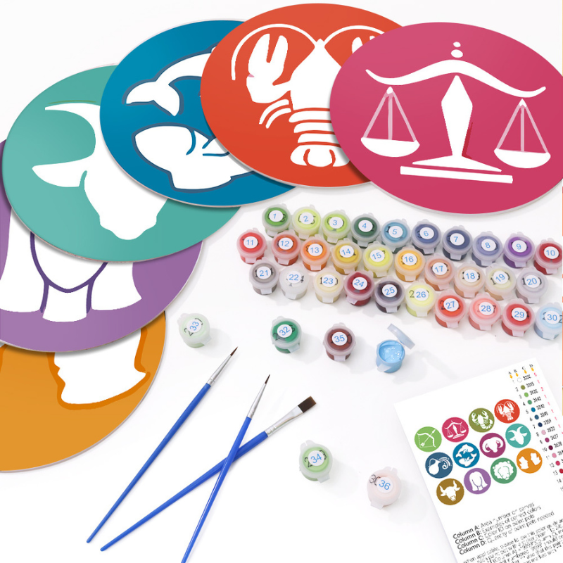 Colorful Zodiac Symbols 12-Pieces Paint by Numbers Placemat