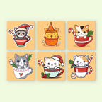 Cozy Christmas Cats - 6 Mini Paintings