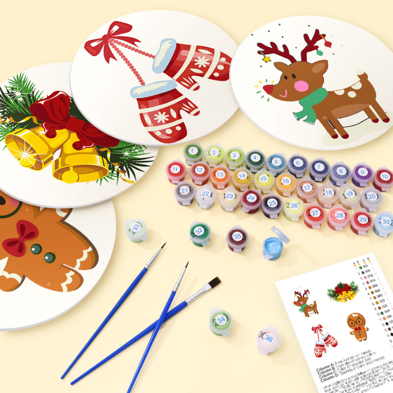 Cozy Christmas Characters 4-Pieces Paint by Numbers Placemat