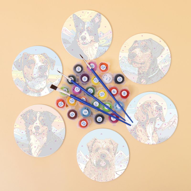 Dog Portrait Paint by Numbers Coasters