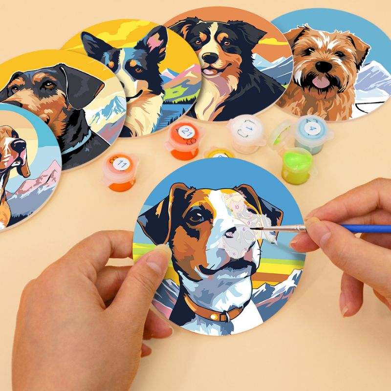 Dog Portrait Paint by Numbers Coasters