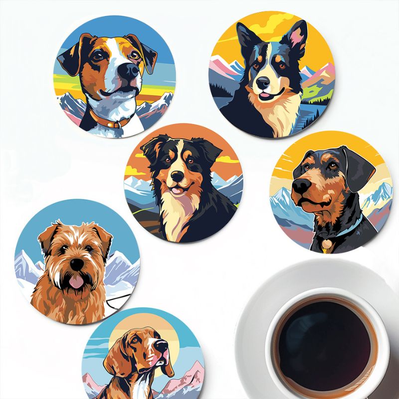 Dog Portrait Paint by Numbers Coasters