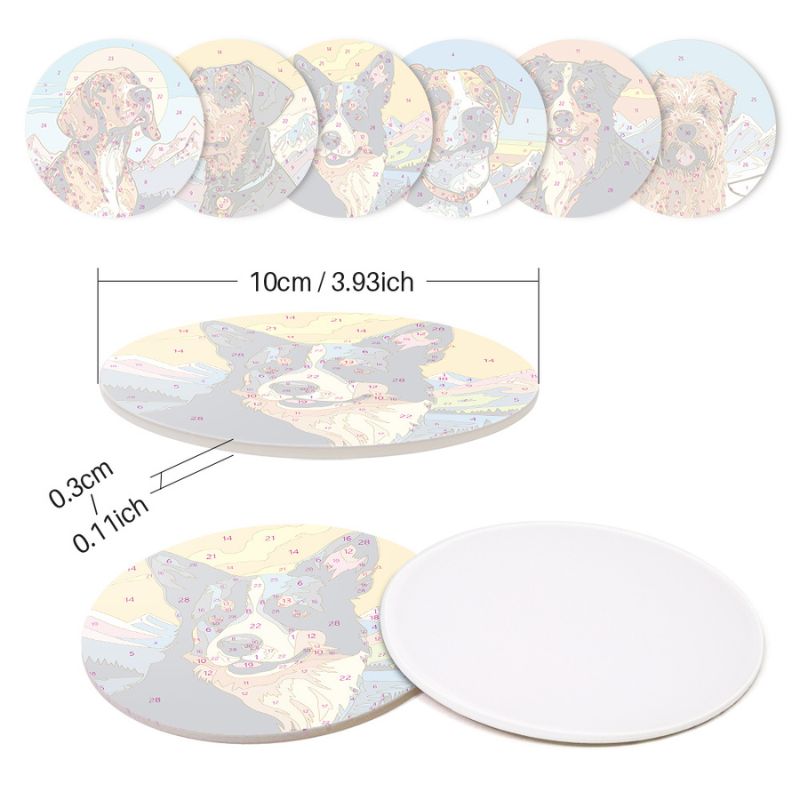 Dog Portrait Paint by Numbers Coasters