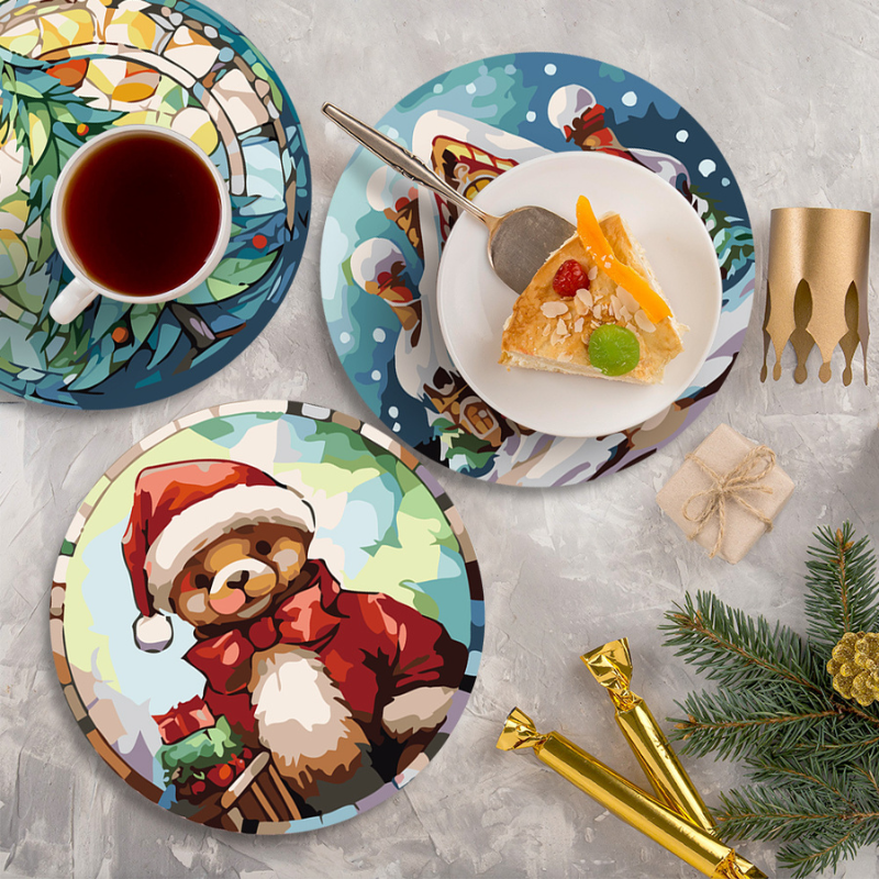 Festive Christmas Favorites 6-Piece Paint by Numbers Placemat