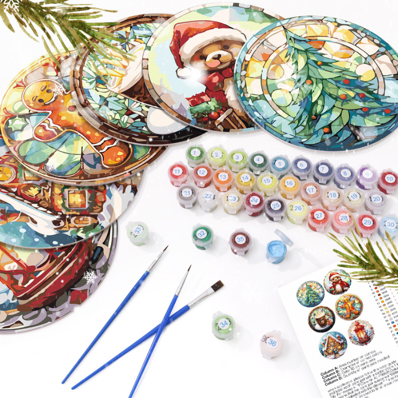 Festive Christmas Favorites 6-Piece Paint by Numbers Placemat