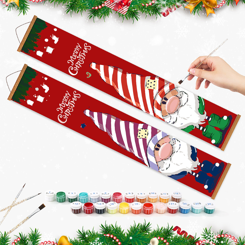 Festive Gnome Duo Hanging Scroll Paint by Numbers Kit