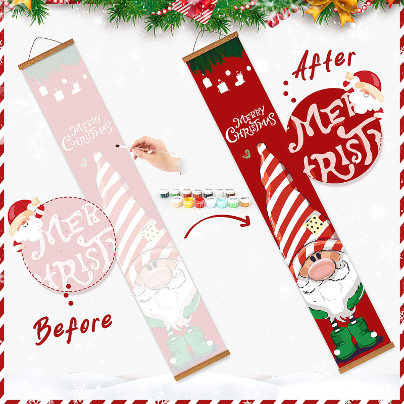Festive Gnome Duo Hanging Scroll Paint by Numbers Kit