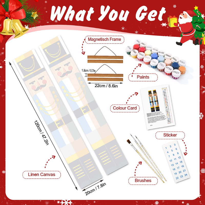 Festive Nutcracker Duo Hanging Scroll Paint by Numbers Kit