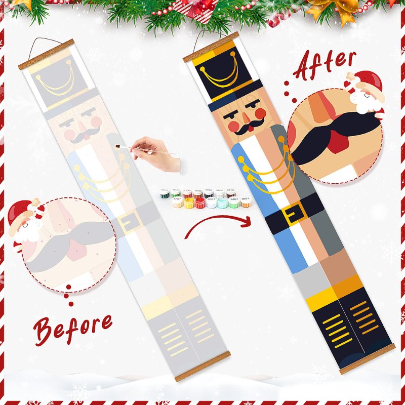 Festive Nutcracker Duo Hanging Scroll Paint by Numbers Kit