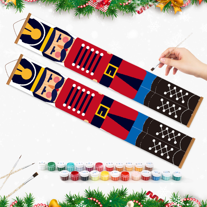 Festive Red Nutcracker Hanging Scroll Paint by Numbers Kit