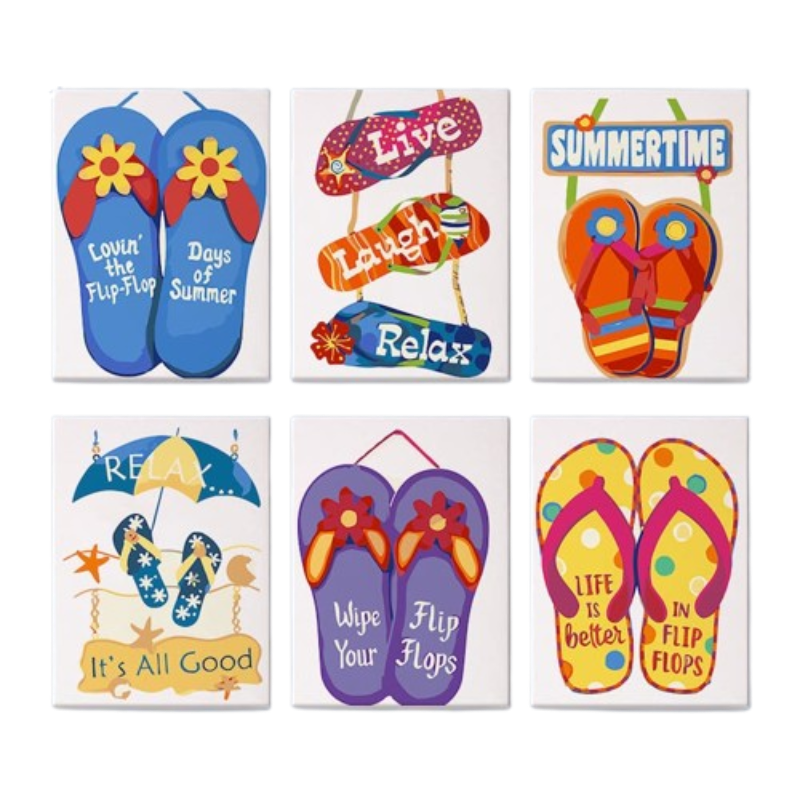 Flip Flop Vibes - 6 Mini Paintings