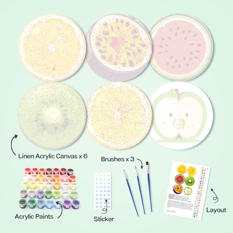 Fresh & Fruity 6-Piece Paint by Numbers Placemat