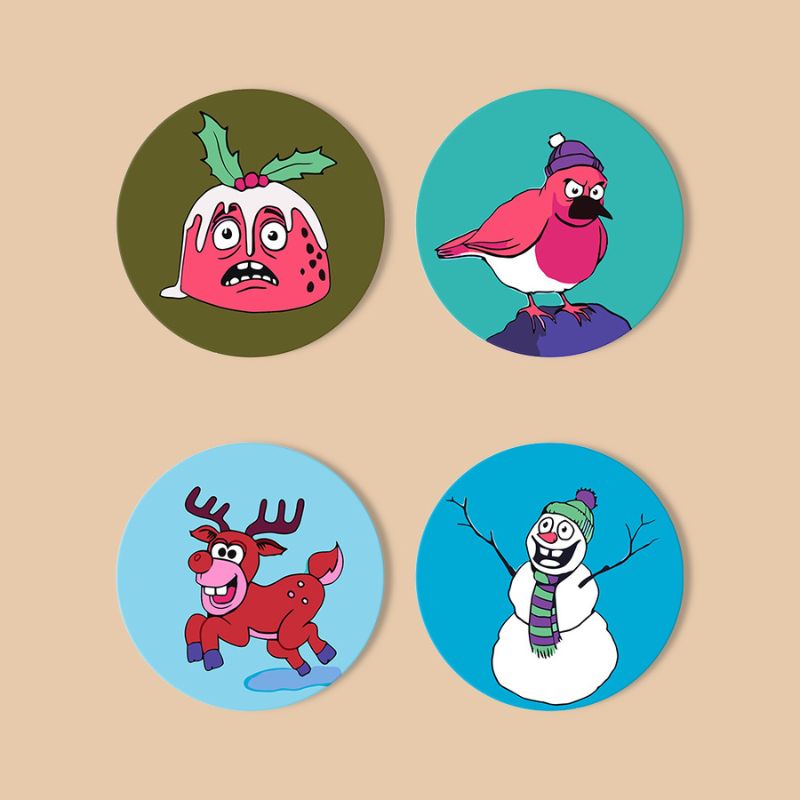 Funny Christmas Characters Paint by Numbers Coasters