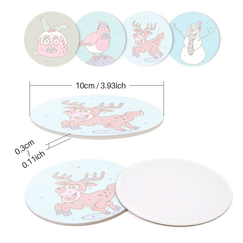 Funny Christmas Characters Paint by Numbers Coasters