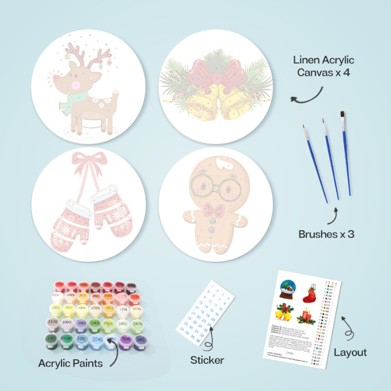 Holiday Bells & Candles 4-Pieces Paint by Numbers Placemat