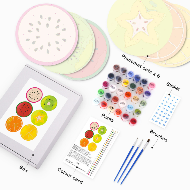 Juicy Fruit Collection 6-Pieces Paint by Numbers Placemat