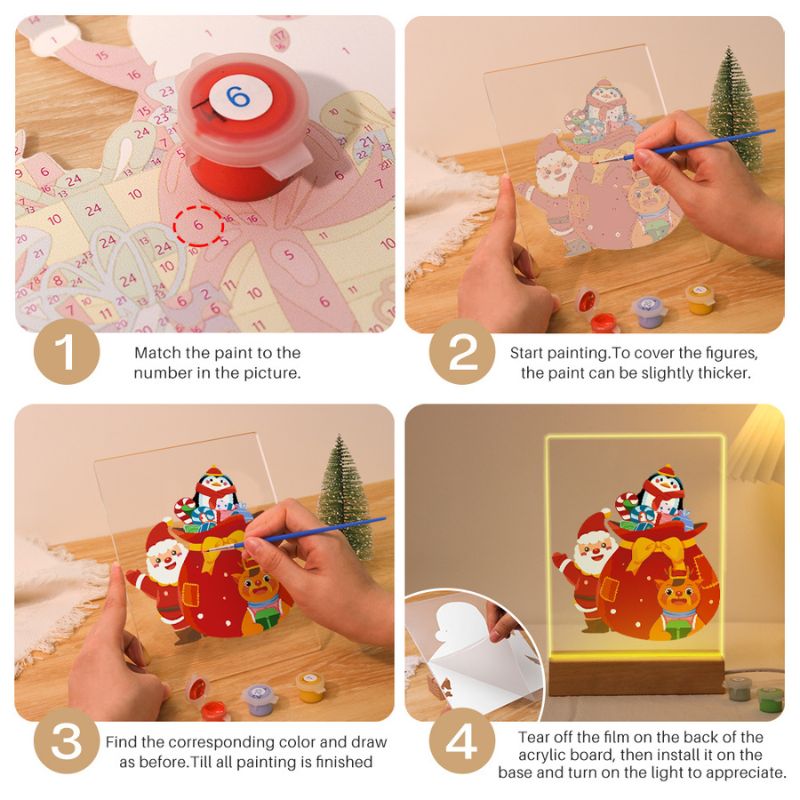 Merry Christmas Gift Crew LED Paint by Numbers
