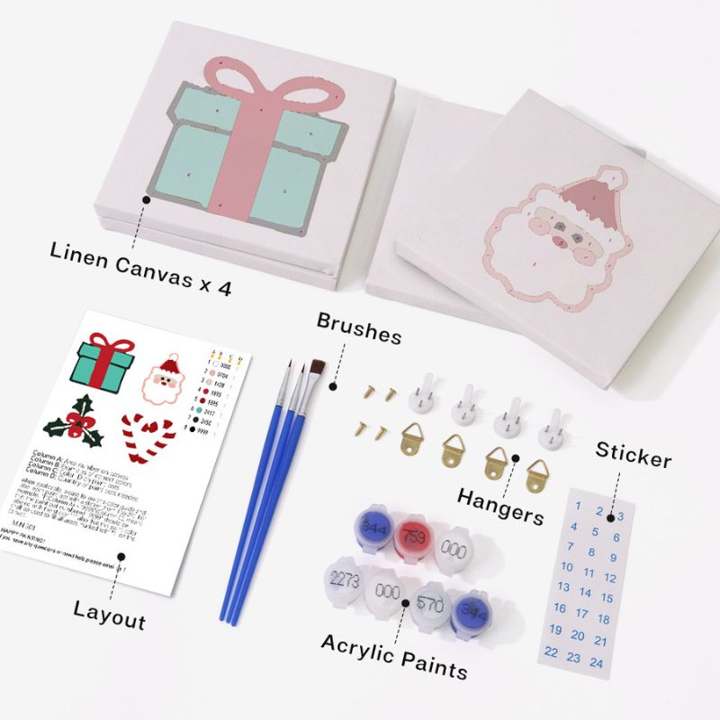 Merry Christmas Icons Mini Paint by Numbers