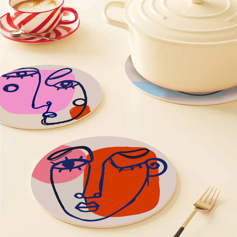 Minimalist Face Designs 6-Pieces Paint by Numbers Placemat